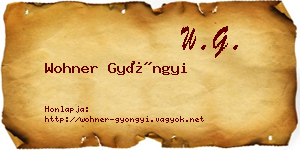 Wohner Gyöngyi névjegykártya